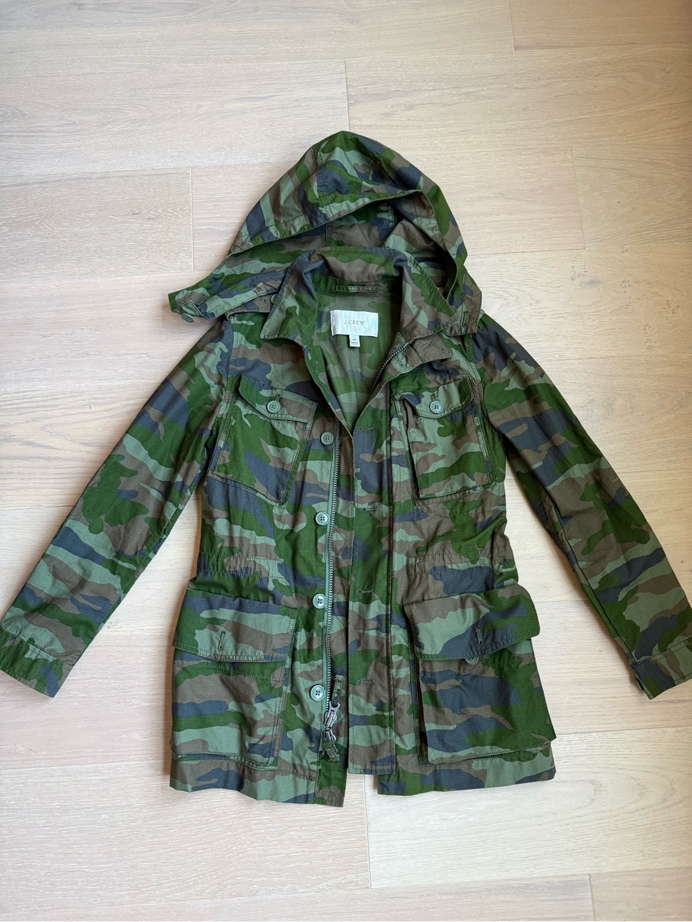 J. Crew Green Camo Jacket Label Detail